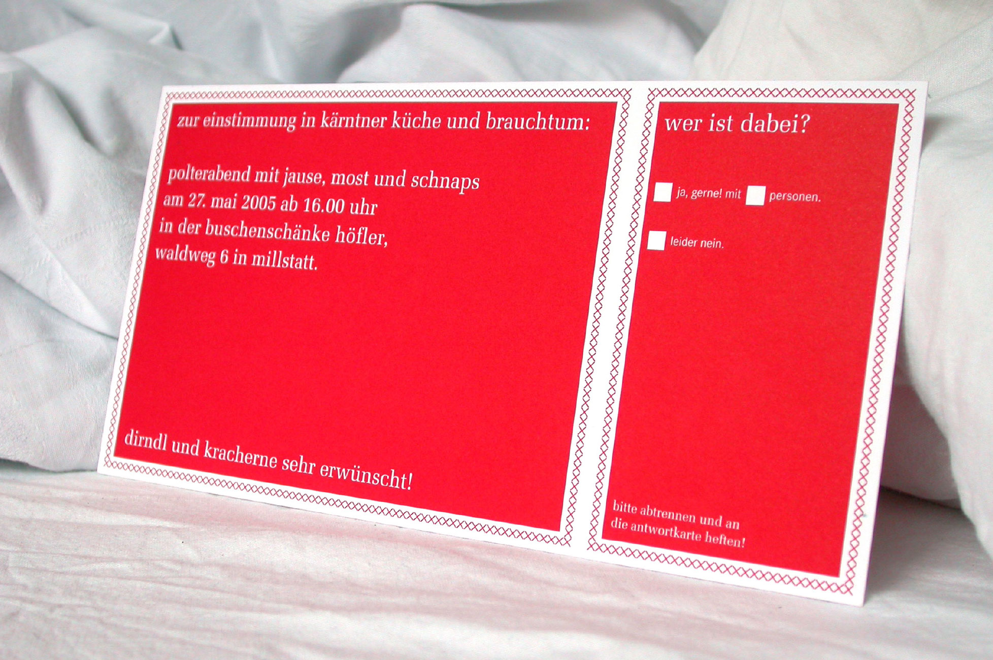 Nici + Knut - Einladung zum Polterabend, Rückseite