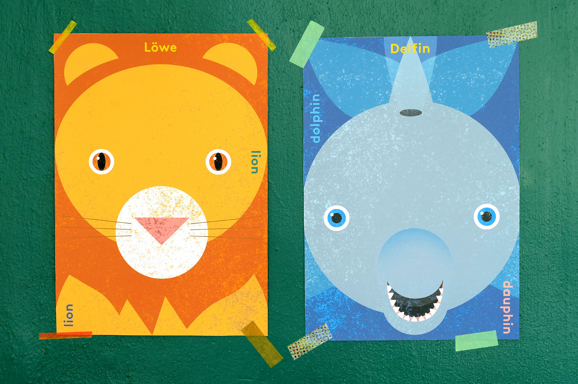 animal posters – lion and dolphin